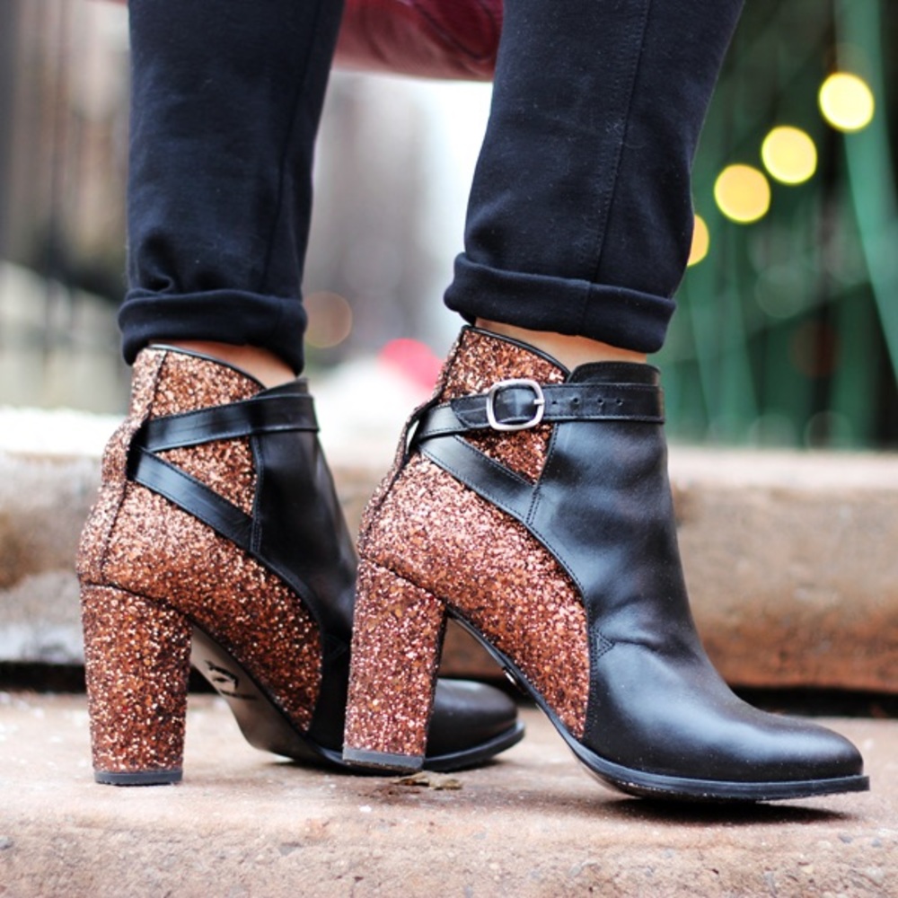 Markus Lupfer glitter-finish leather ankle booties